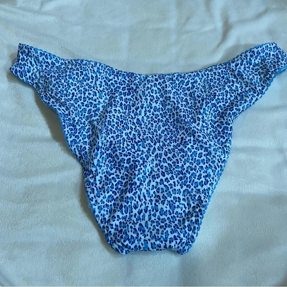 New! Frankie's Bikinis golden hour Blue Leopard Bikini Bottom 1537